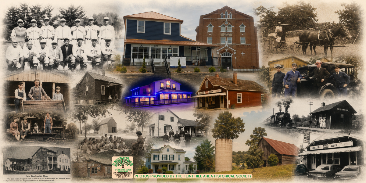 Collage of photos from Flint Hill's 190 years of existence.